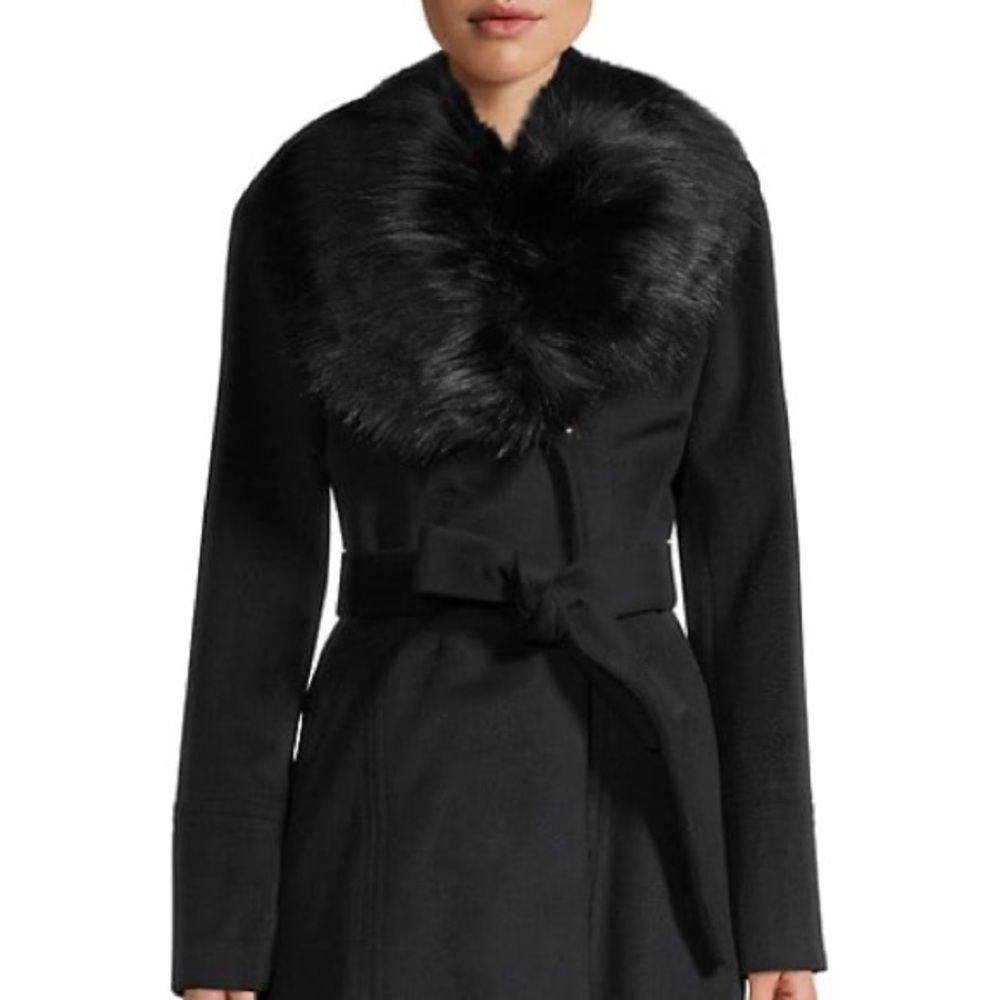 Karl Lagerfeld Paris Fur Collar Black